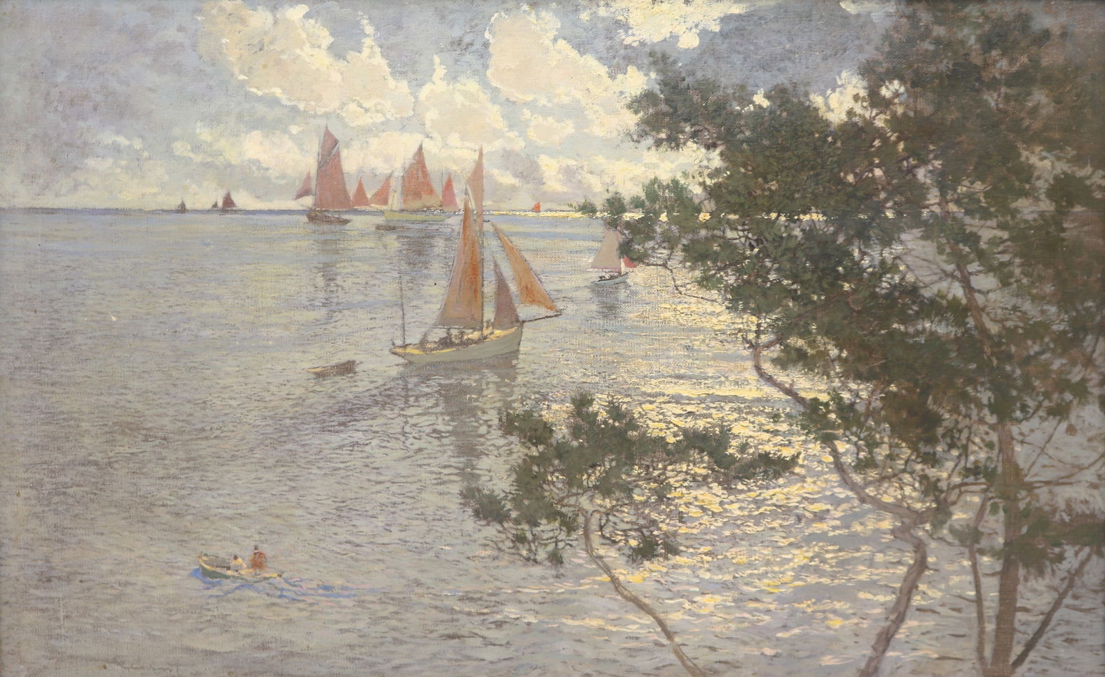 Amedee Julien Marcel-Clement "Voiles De St. Trojan" Impressionist Marine Painting (1 of 14)