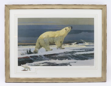 Bob Kuhn Polar Bear With Watercolor Remarque For Boone & Crockett Club Centennial