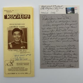 George Takei Hand Written Personal Letter And Convention Pamphlet