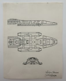 Shuttle Blueprints Signed By James Roberts, Star Trek Visual Effects Artist