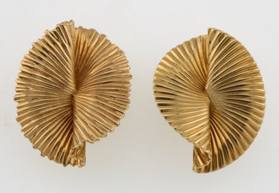 14k Gold Tiffany & Co. Fan Design Clip on Earrings 9.3g