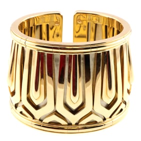 18k Gold Cartier Wide Pharaon Cuff Bracelet # 643817, 258.3g