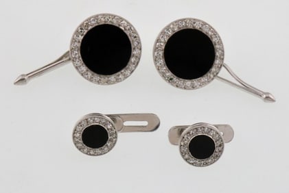 Platinum Onyx & Diamond Shirt Stud Set 9.4g