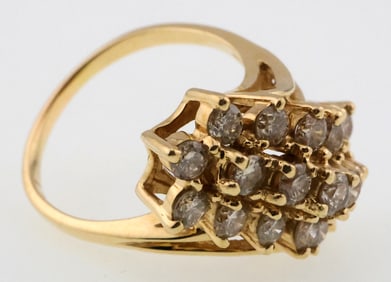 14k Gold 1.50 ct Diamond Cocktail Ring 6.5g