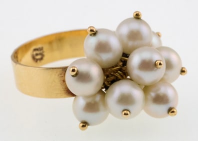 18k Gold Galeto Multi Pearl Ring 6.1g