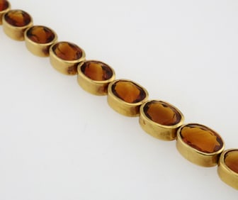 18k Gold Citrine Link Bracelet 24.3g