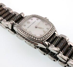 Stainless Steel David Yurman Diamond Thoroughbred Wrist Watch