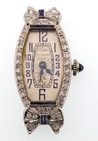Platinum Vintage Diamond & Lab Sapphire Watch 7.2g (Without Movement)