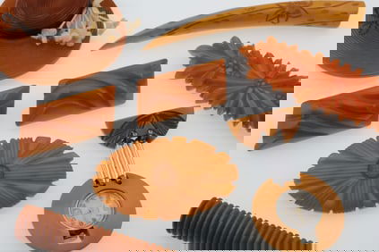 (8) Vintage Bakelite/Catalin Carved Pins