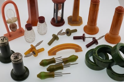 Misc. Lot of Bakelite/Catalin Salt & Peppers, Corn Holders & More