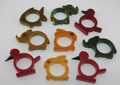 (9) Vintage Bakelite/Catalin Animal Napkins