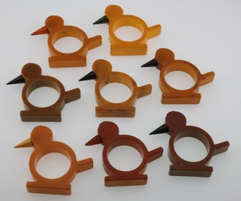 (8) Vintage Bakelite/Catalin Bird Napkin Rings