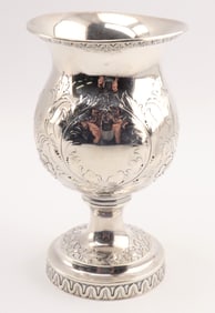 Coin Silver Vintage Etched Goblet 7.9 ozt