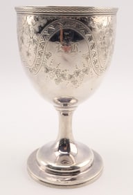 950 Coin Silver Ball Black and Co Vintage Etched Goblet 5.9 ozt