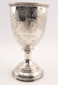 Coin Silver Vintage Etched Goblet 7.1 ozt