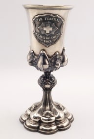 Silver Chaux-De Fonds Ol 13 Schiessen 1863 Trophy/Goblet 9.0 ozt