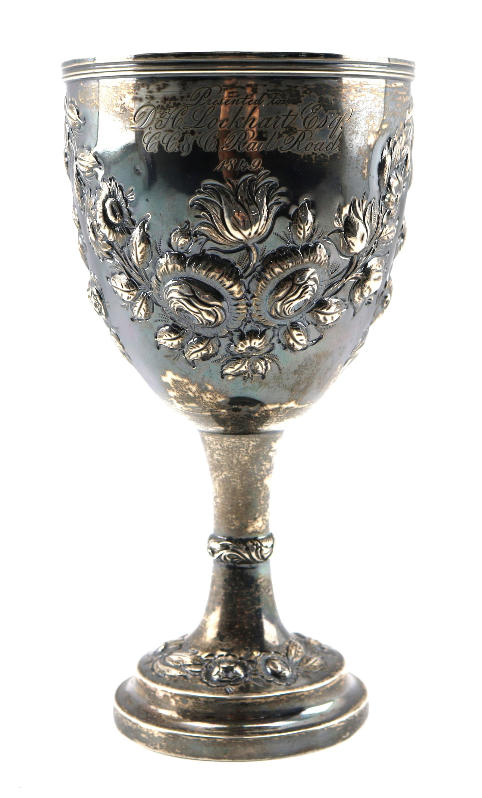 Cleveland, Columbus & Cincinnati Railroad Coin Silver Presentation Chalice dated 1849 (1 of 4)