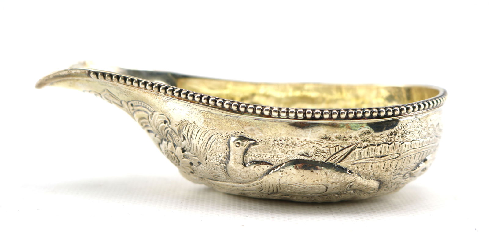 Georgian Sterling Silver Pap Boat with Sporting Scene of Dog Flushing Grouse (1 of 7)