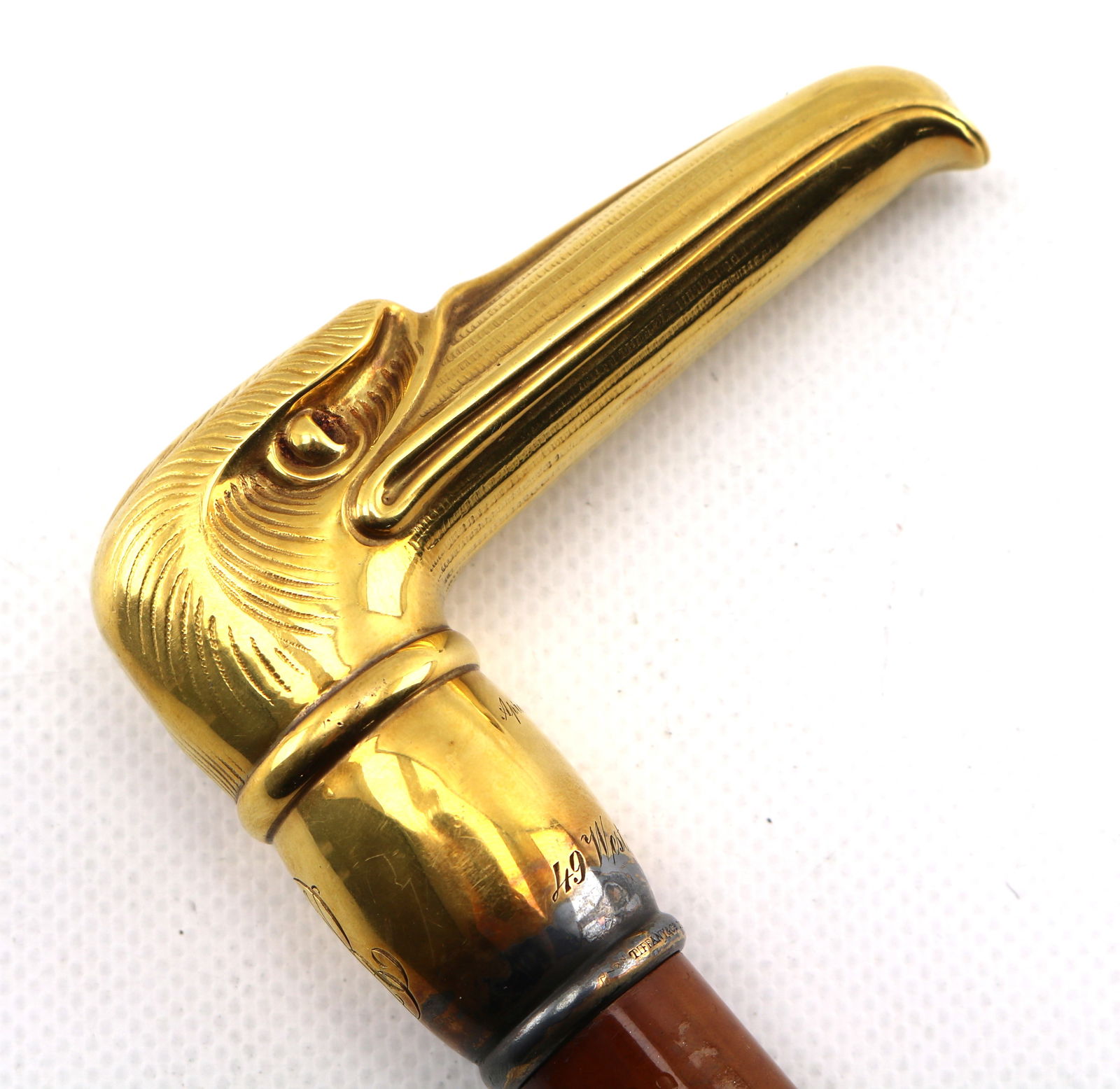 Tiffany & Co. 18k Yellow Gold Figural Eagle Head Handled Walking Stick (1 of 13)