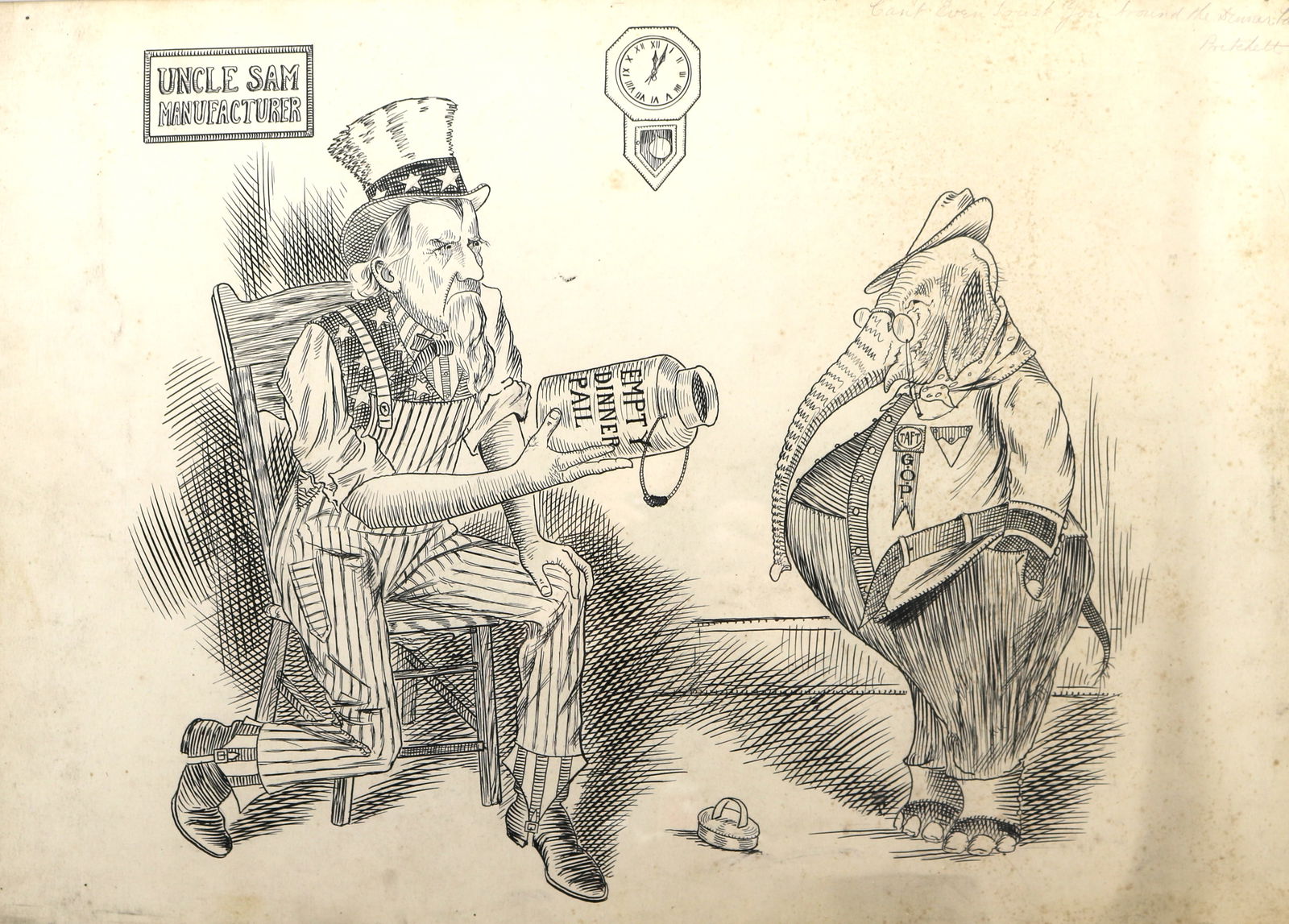 William Taft "Can't Even Trust You Around the Dinner Pail" Pen and Ink Political Illustration Art (1 of 6)