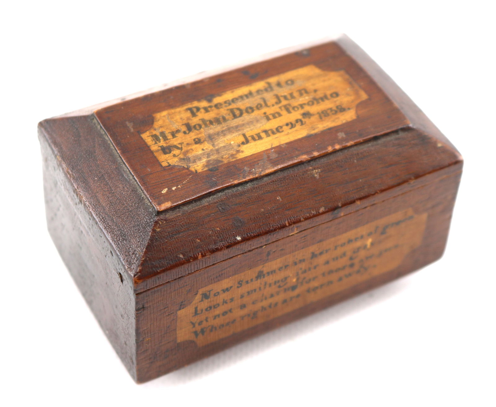 [UPPER CANADA REBELLION] Historic Canadian Folk Art Box Presented to John Doel (1 of 6)