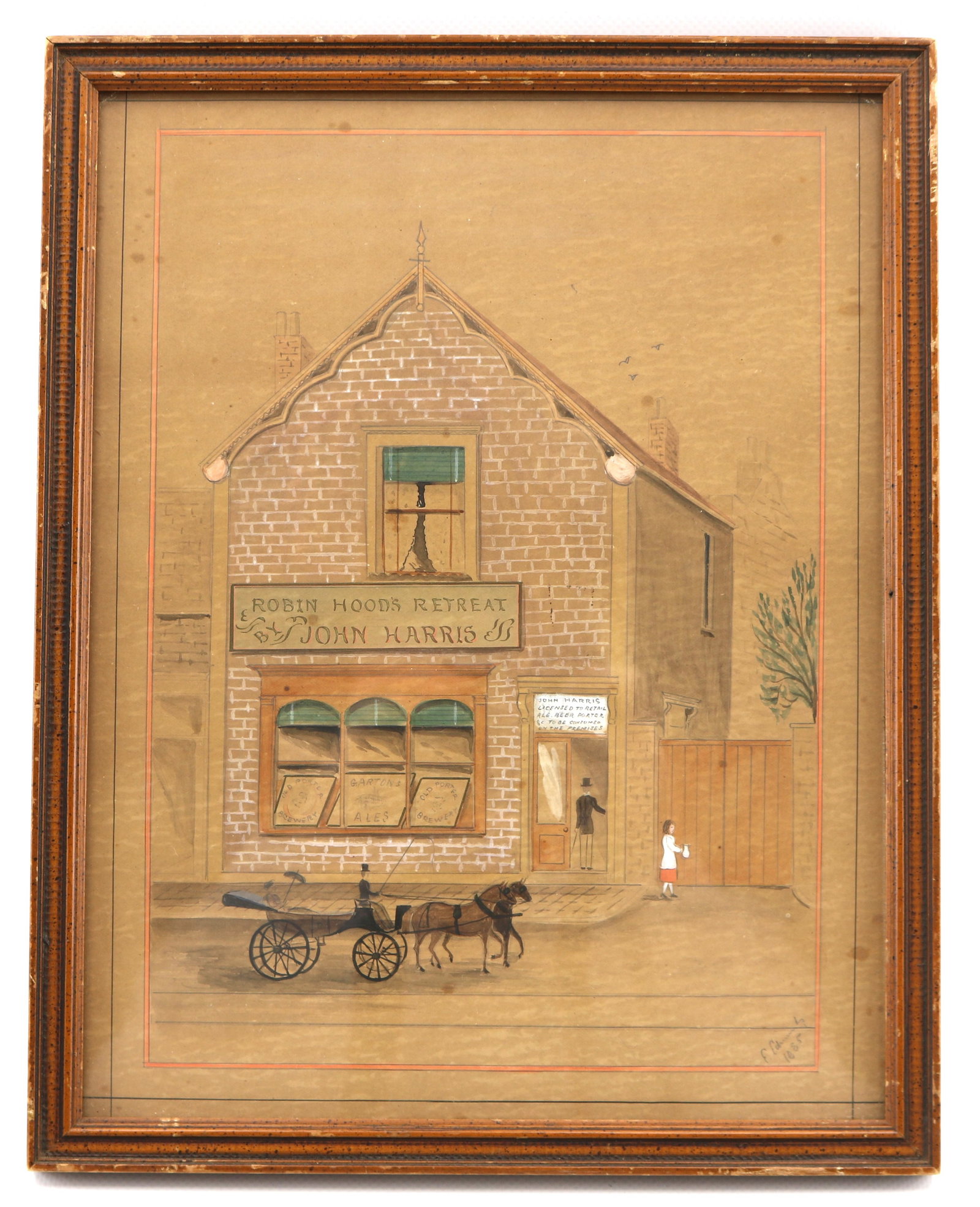 English School Folk Watercolor of John Harris' Robin Hood's Retreat Tavern (1 of 6)