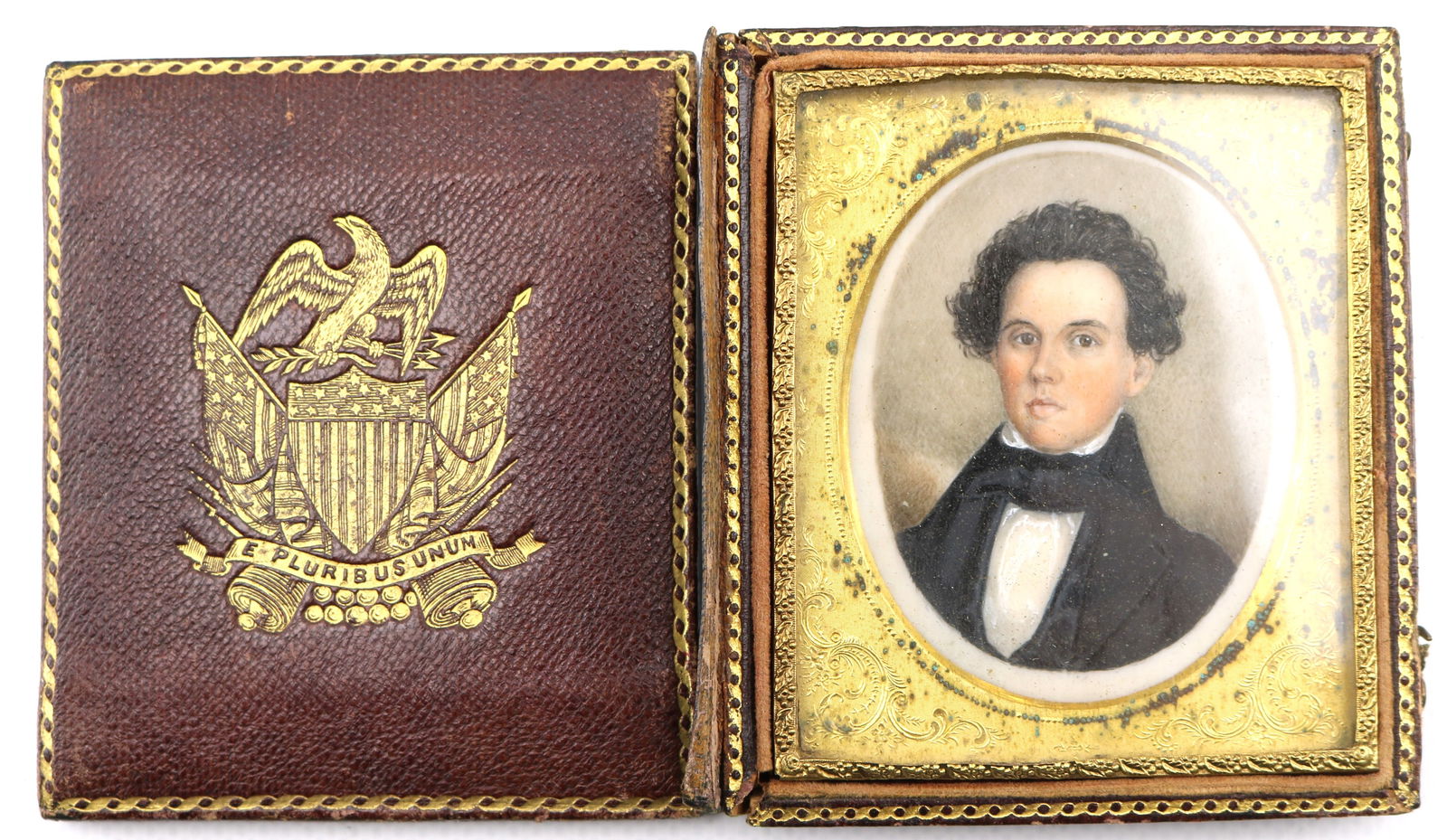 American School Portrait Miniature Identified Verso as A.W. Dennis (1 of 5)