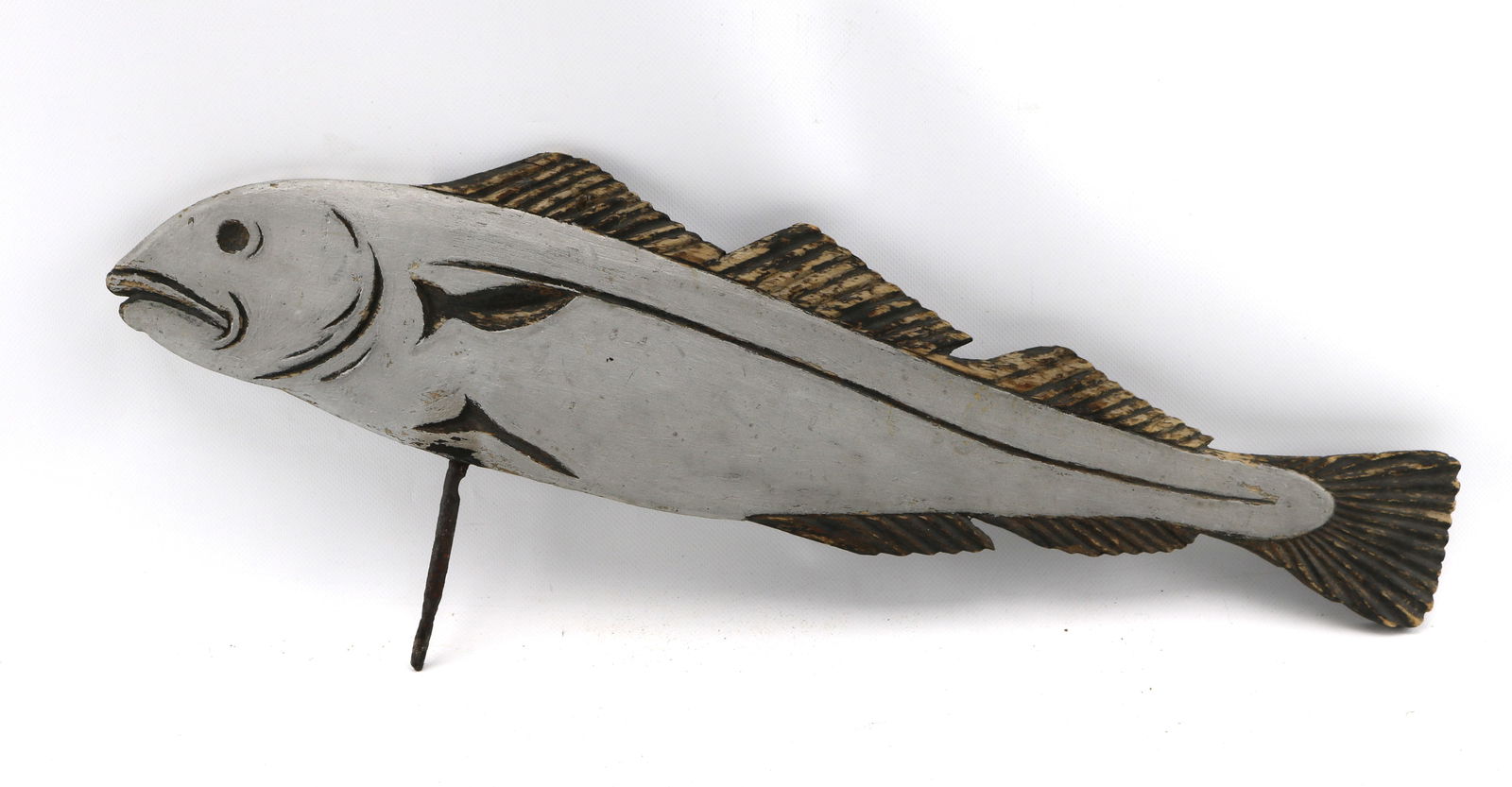 New England Carved and Painted Pine Cod Fish Weathervane: Early 20th century. Overall length appx. 26 inches.