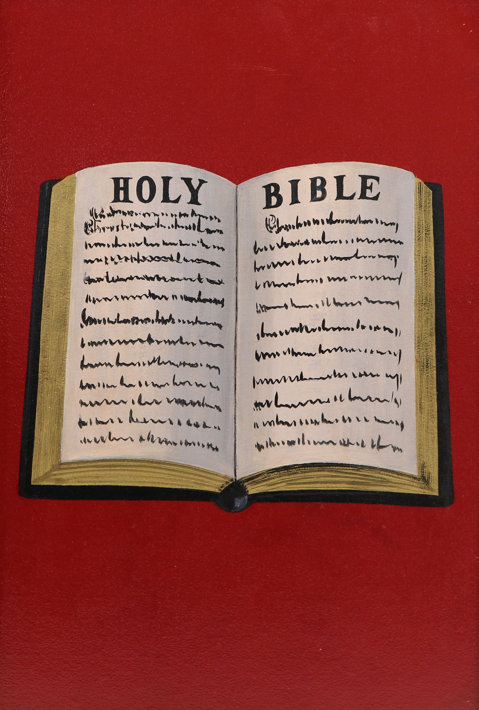 Mont Pleasant NY IOOF Outsider / Folk Art Fraternal Emblem Painting of the Bible (1 of 5)