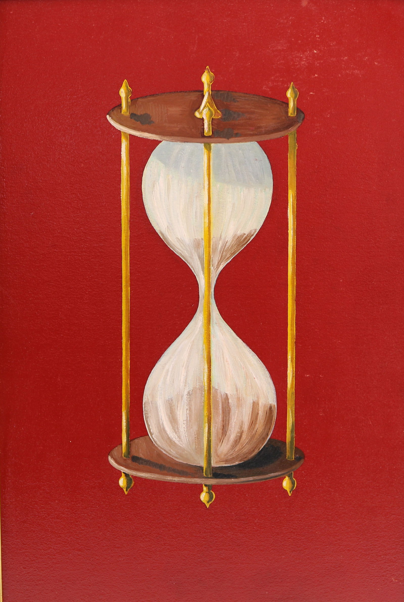 Mont Pleasant NY IOOF Outsider / Folk Art Fraternal Emblem Painting of Hourglass: Overall framed size 17 1/4 inches by 24 1/2 inches. Good condition with very minor wear. Modern frame.