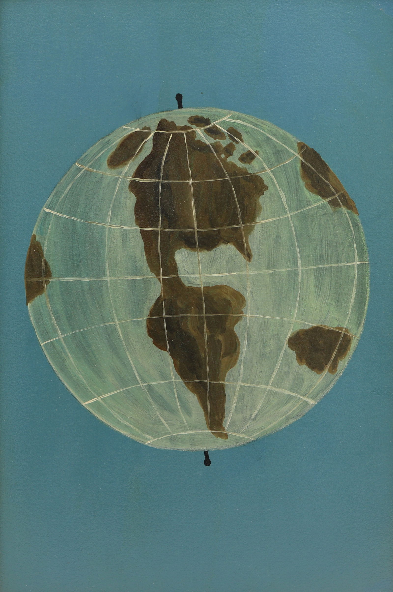 Mont Pleasant NY IOOF Outsider / Folk Art Fraternal Emblem Painting of a Globe: Overall framed size 17 1/4 inches by 24 1/2 inches. Good condition with very minor wear. Modern frame.