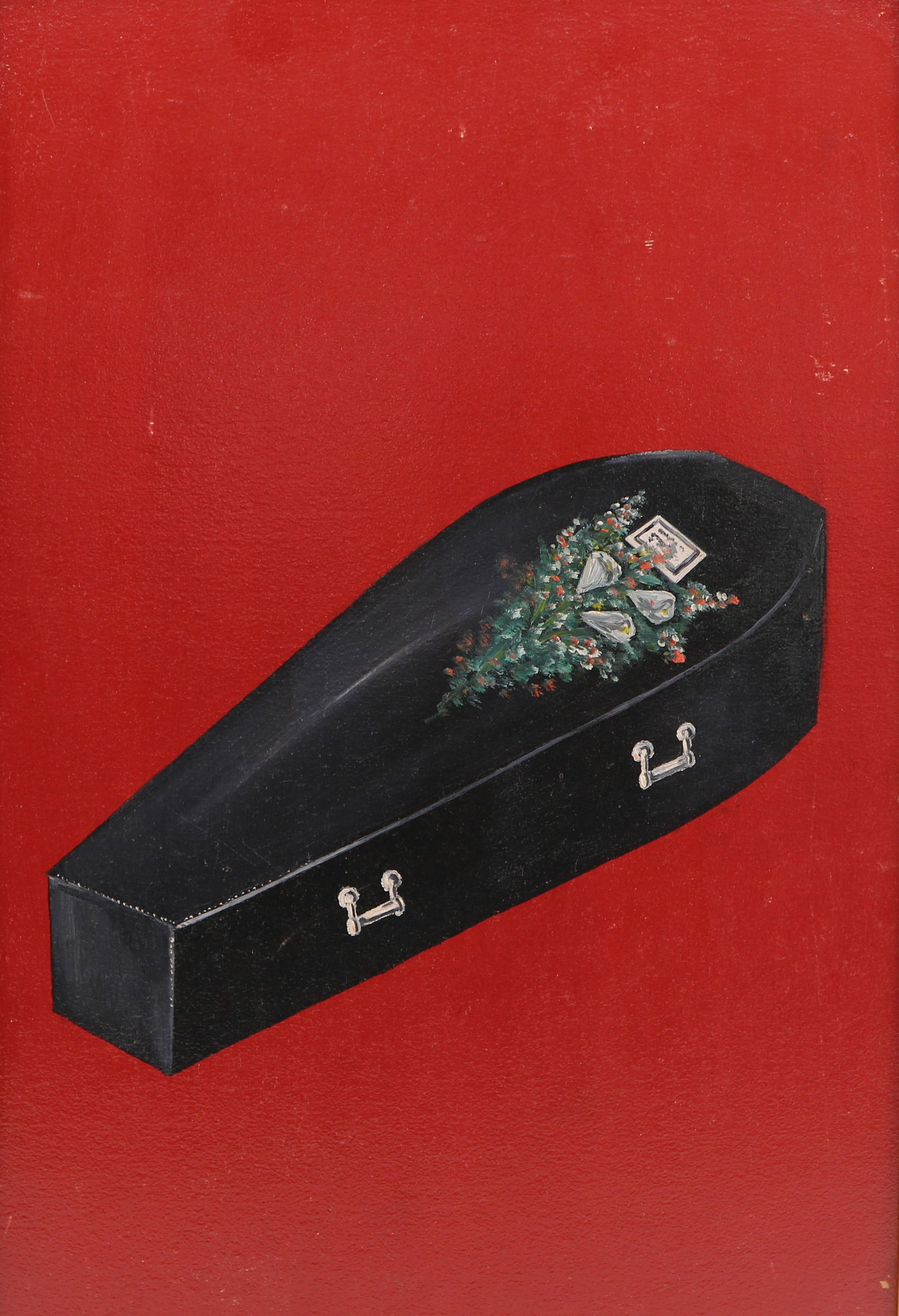 Mont Pleasant NY IOOF Outsider / Folk Art Fraternal Emblem Painting of Coffin (1 of 3)