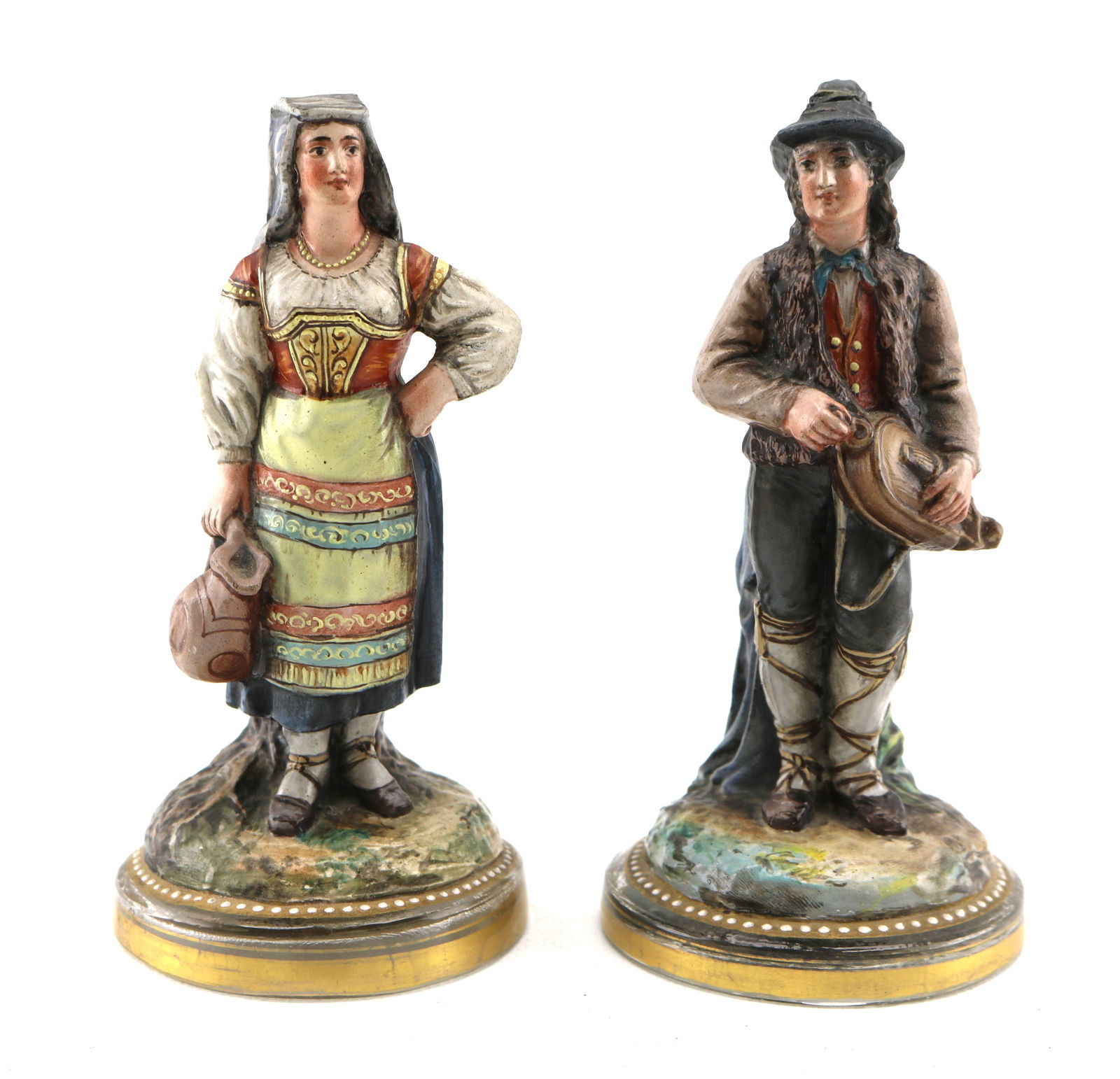 Rare Emile Galle Painted Art Glass Figurines of Peasants (1 of 10)