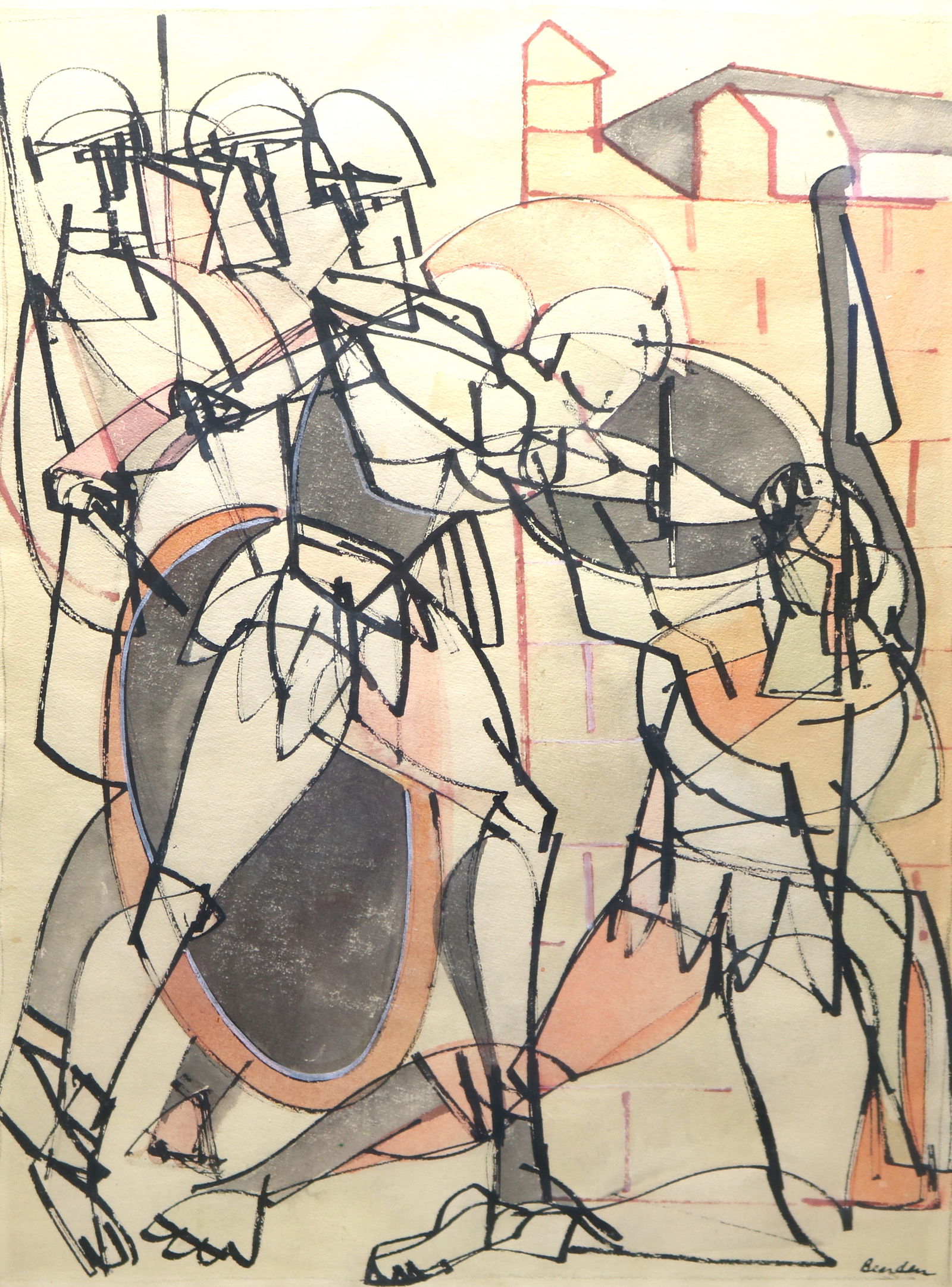 Romare Howard Bearden (1911-1988) Watercolor and Gouache Painting of Greek Soldiers (1 of 7)