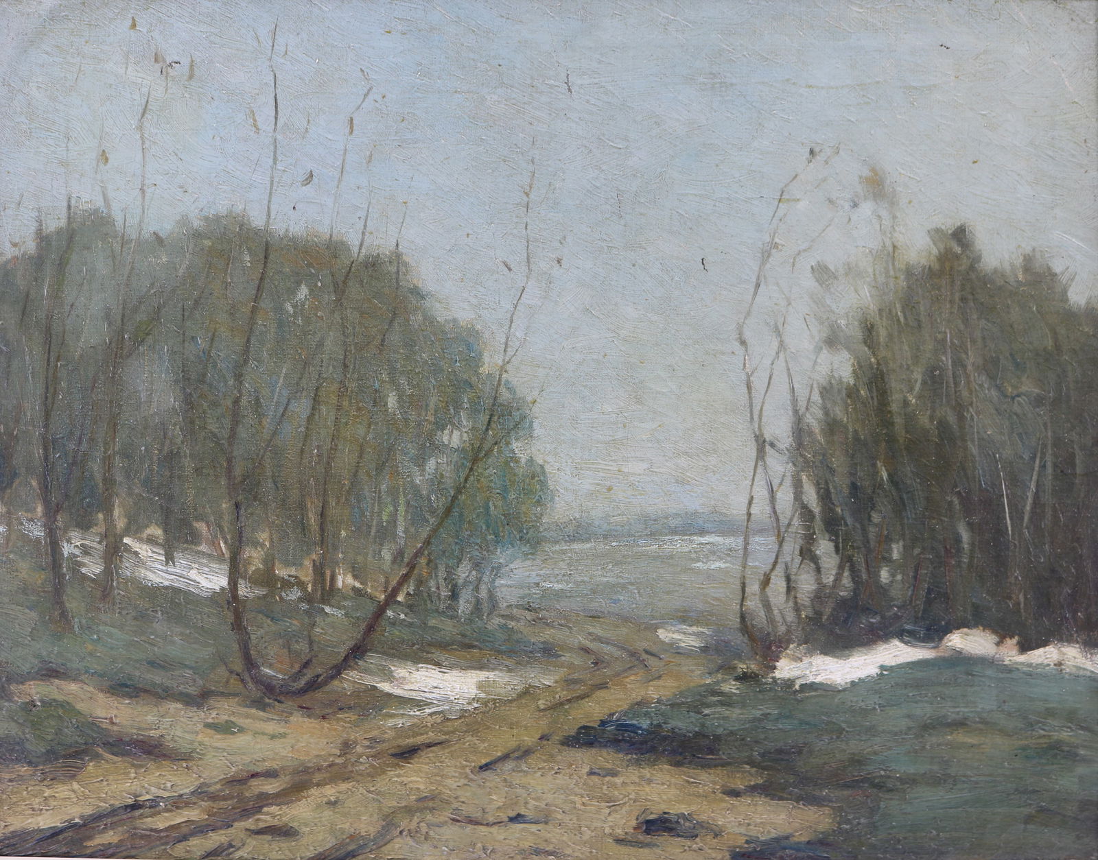 Clark S. Marshall (MD/DE 1860-1944) Impressionist oil on canvas winter landscape painting (1 of 8)