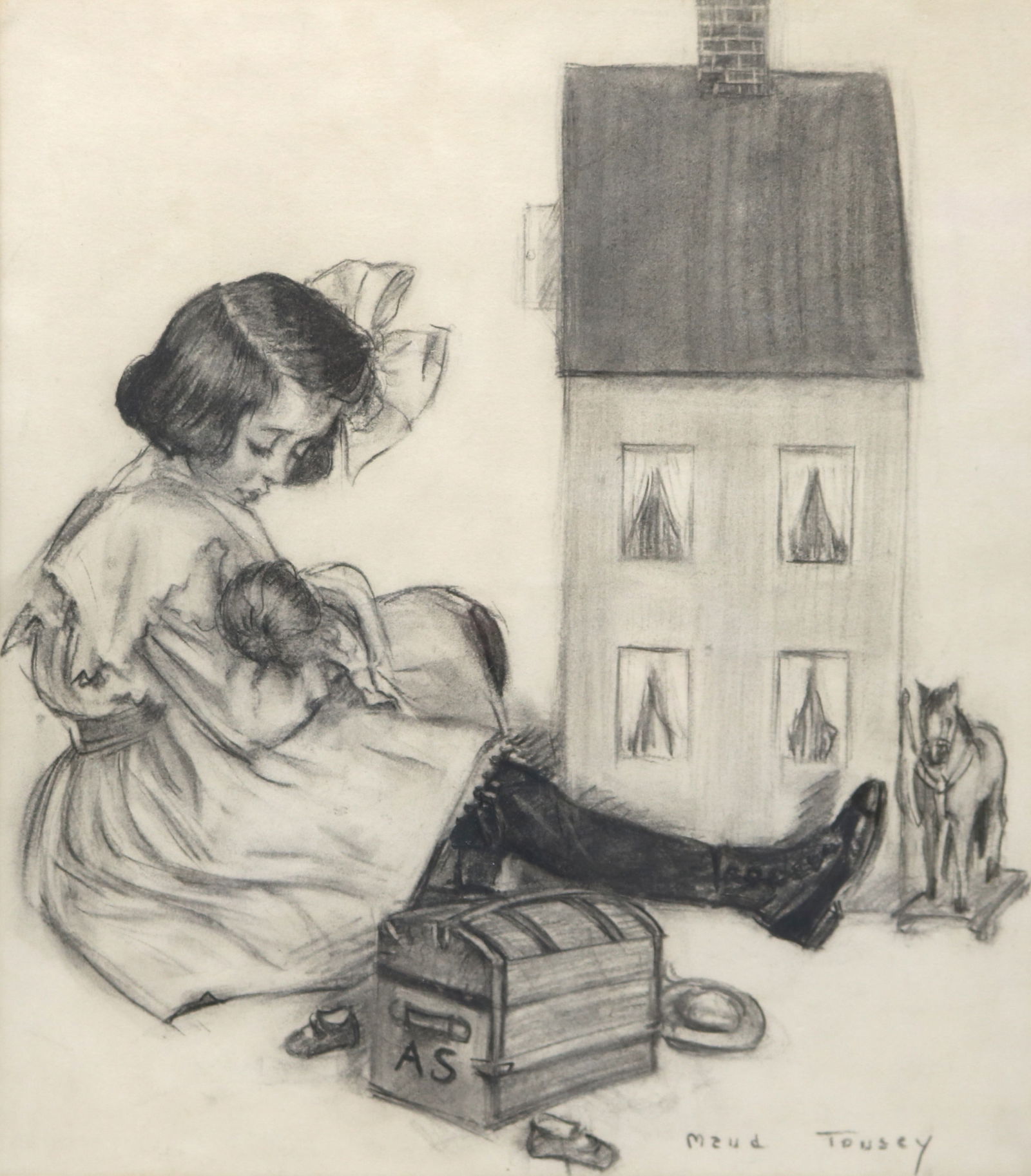 Maud Tousey Fangel (1881-1968) Charcoal and Graphite Illustration Art Sketch (1 of 6)