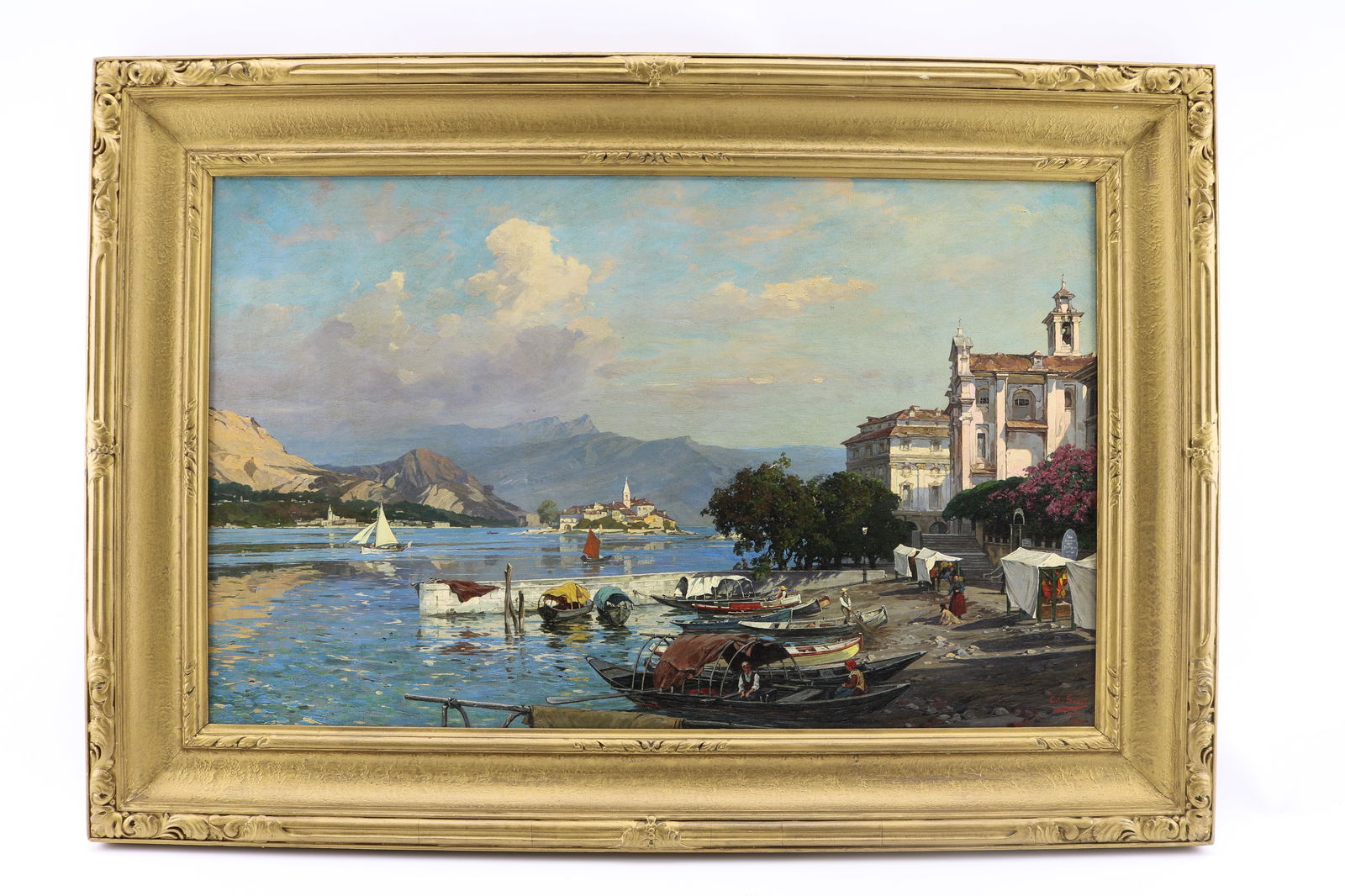 Theodor Groll (1857-1913) Italian Oil on Canvas Landscape Painting (1 of 7)