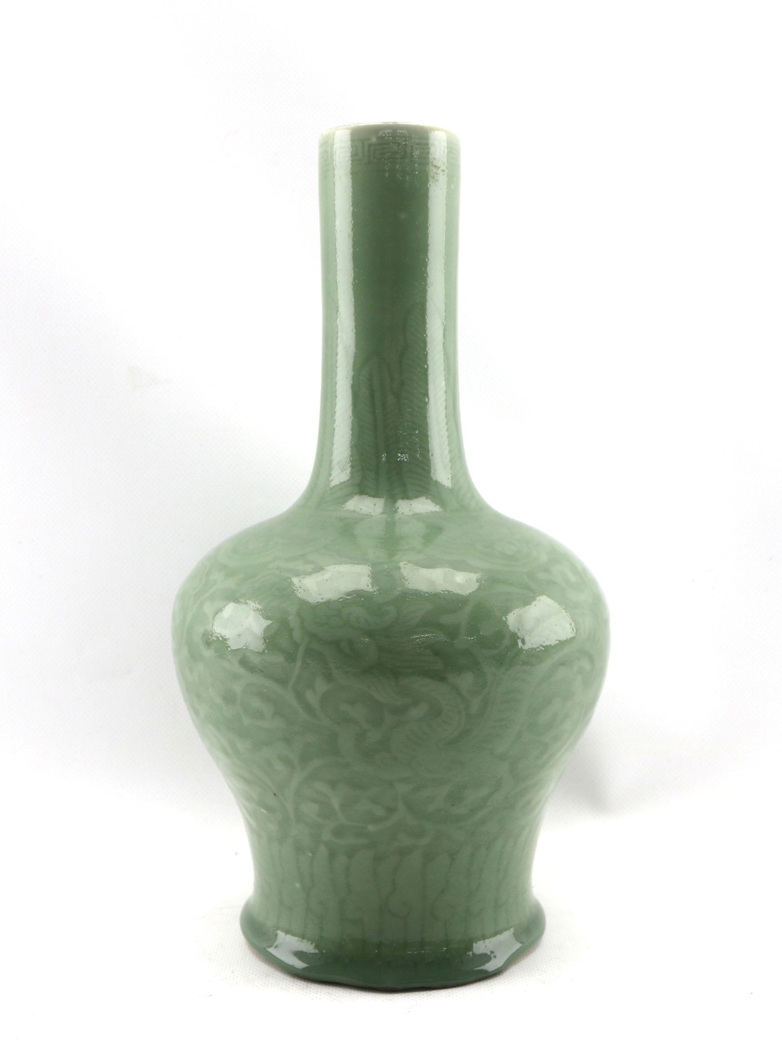 Chinese Celadon Glazed Dragon and Clouds Decorated Bottle Vase (1 of 12)