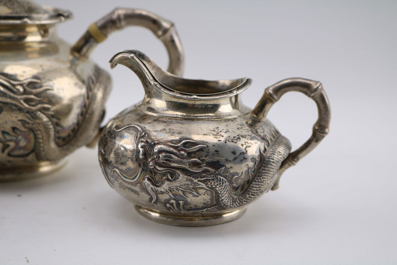 Wang Hing Chinese Export Silver Dragon Tea Set, 28.5 ozt - 2