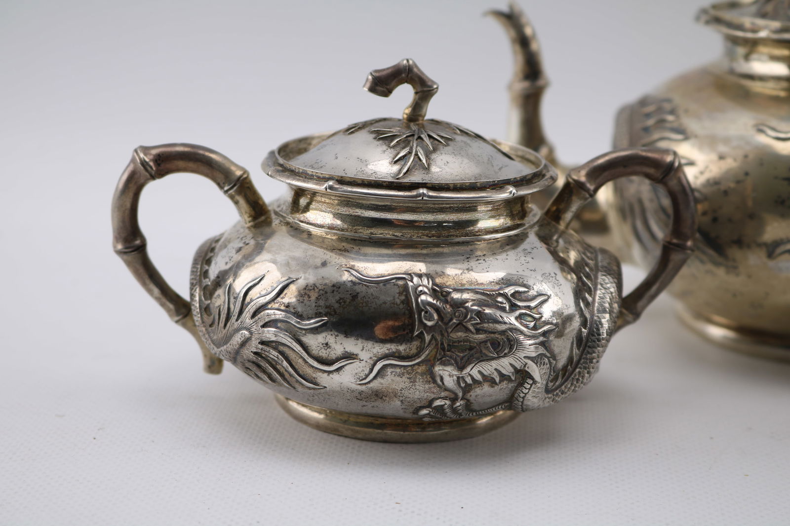 Wang Hing Chinese Export Silver Dragon Tea Set, 28.5 ozt - 3