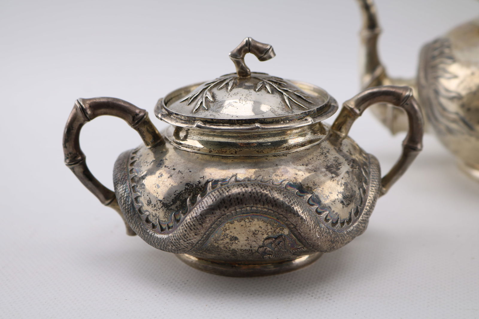 Wang Hing Chinese Export Silver Dragon Tea Set, 28.5 ozt - 4