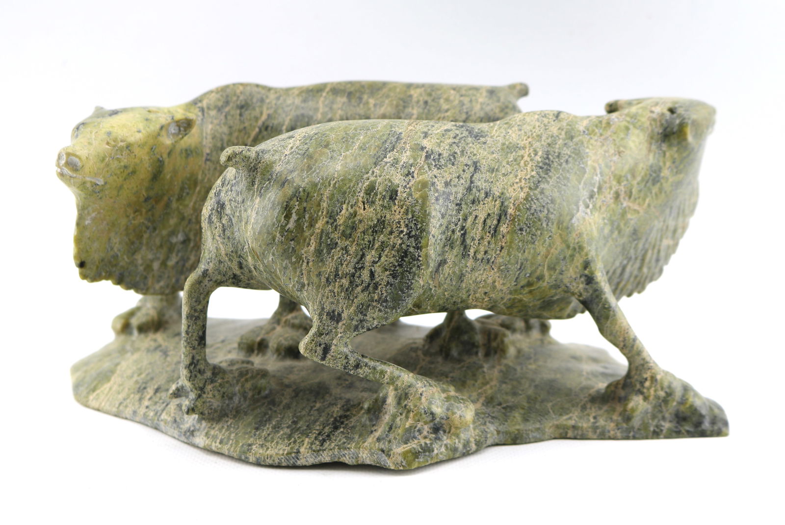 Pavinak Petaulassie Inuit Art Musk Oxen Pyroxine Sculpture (1 of 6)