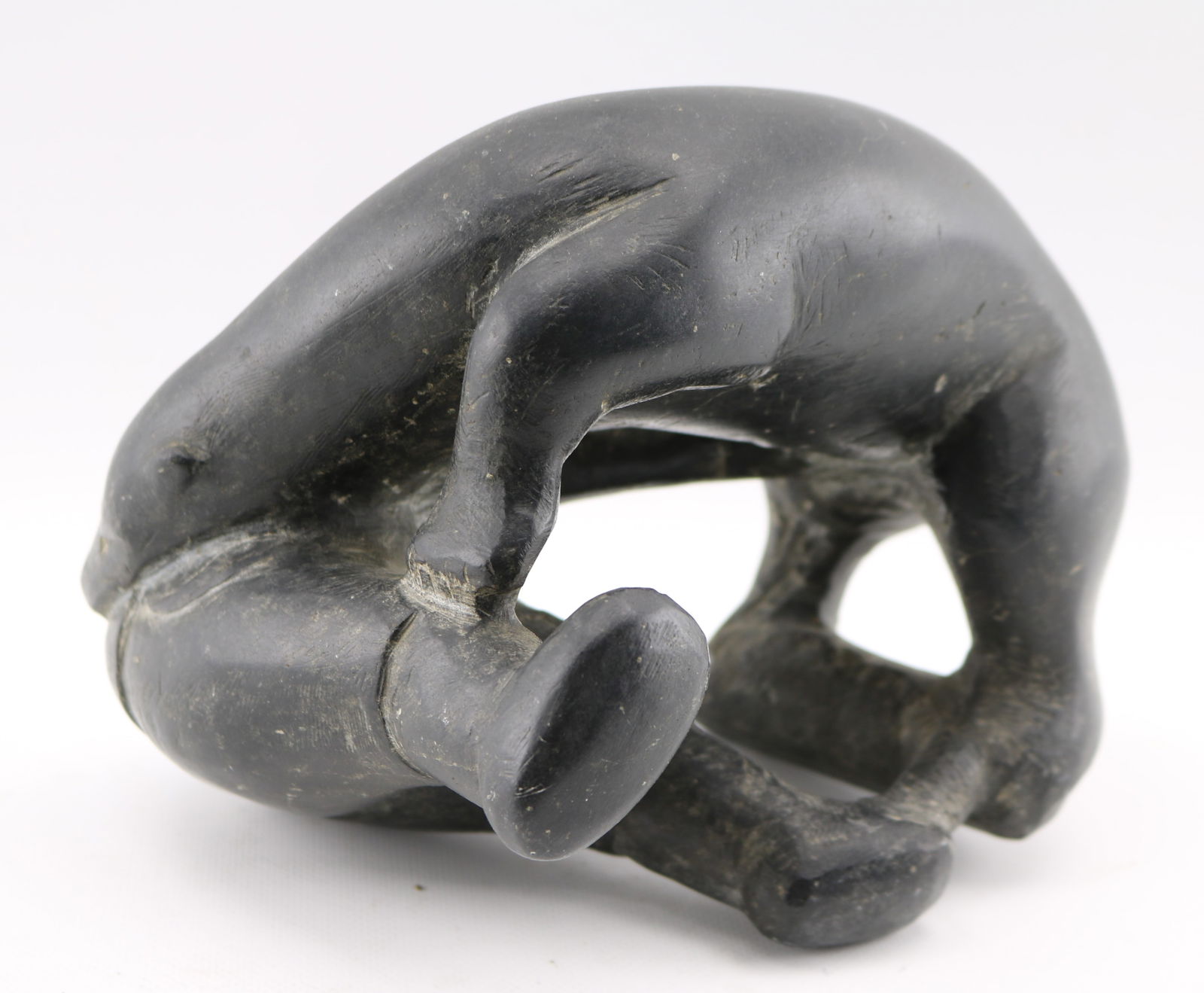 Sheokjuk Oqutaq Hunter Fighting Bear Inuit Art Soapstone Sculpture (1 of 3)