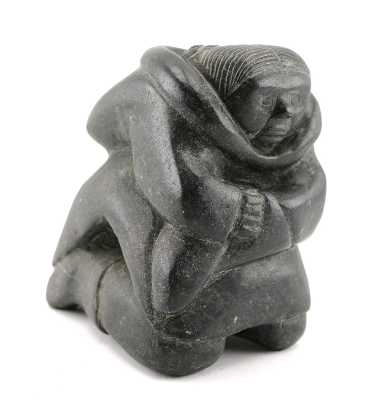 Ada Eyetoaq (Attributed) Elder Woman Inuit Art Soapstone Sculpture (1 of 3)