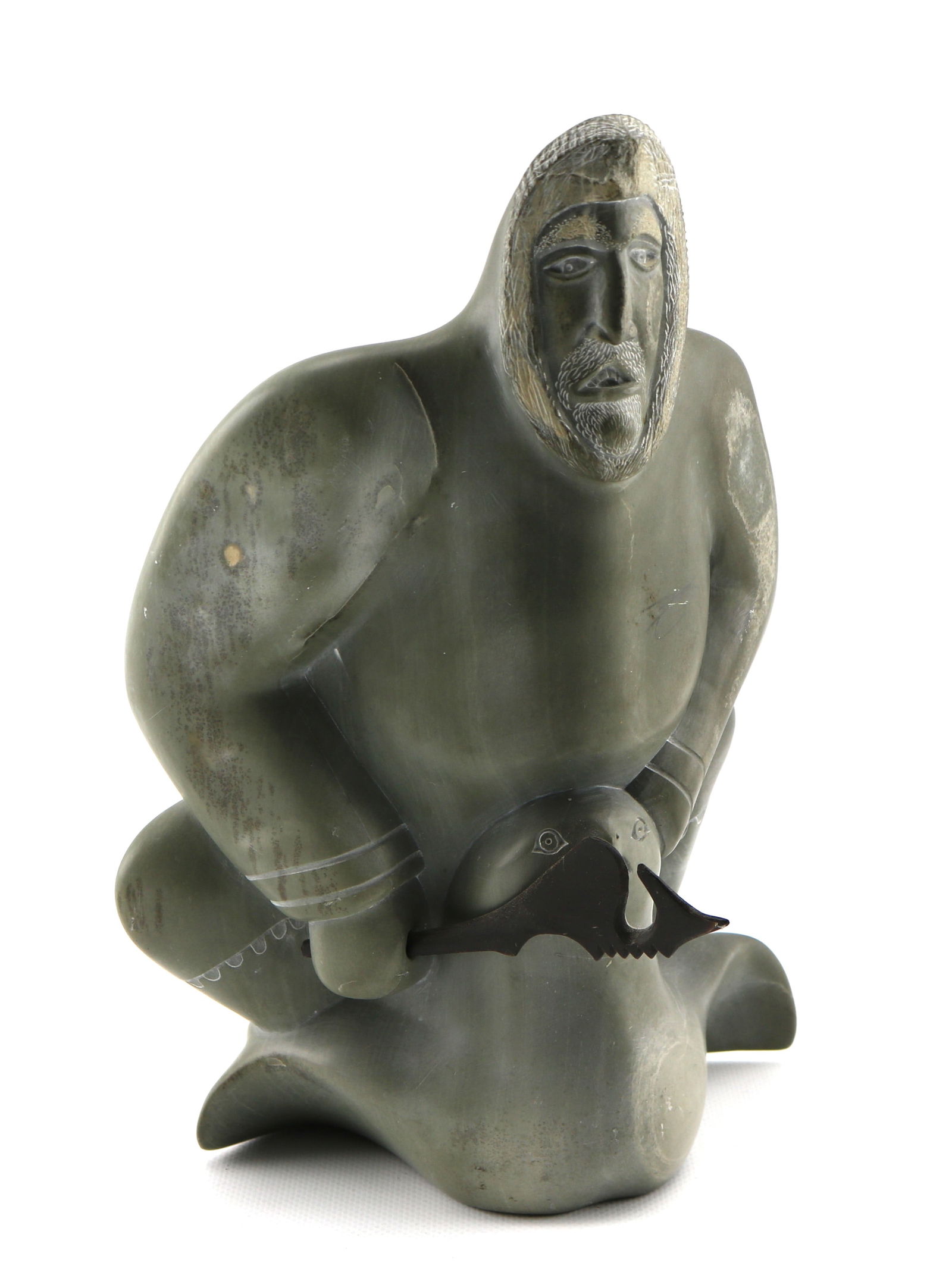 Johnny Inukpuk Hunter and Bird Inuit Art Soapstone Sculpture (1 of 6)