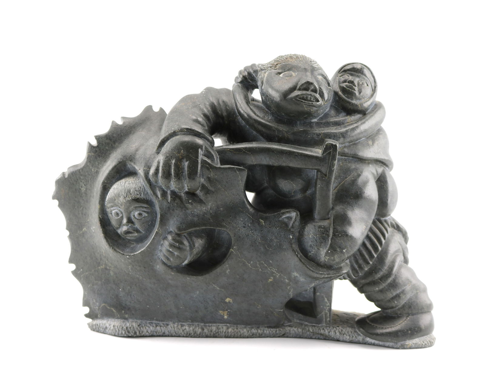 Lucassie Echalook Family Group Inuit Art Soapstone Sculpture (1 of 6)