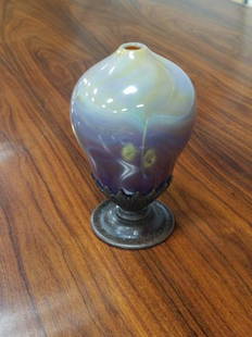 Tiffany Furnaces Agate Paperweight Vase In Bronze Mount: Tiffany Furnaces Agate Paperweight Vase In Bronze Mount