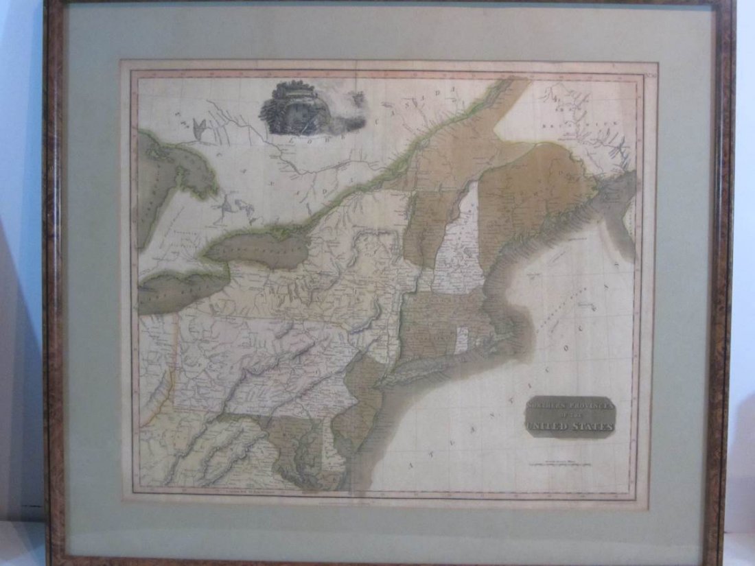 1817 Map of Northern Provinces of the United States: Map of Northern Provinces of the United States drawn by John Thompson Dated 1817 measures 24 x 20.5 inside frame 31.25 x 27.25 with frame