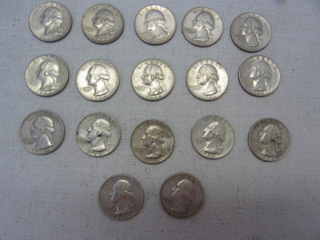 17 1964 D Quarters 90% Silver (1 of 2)