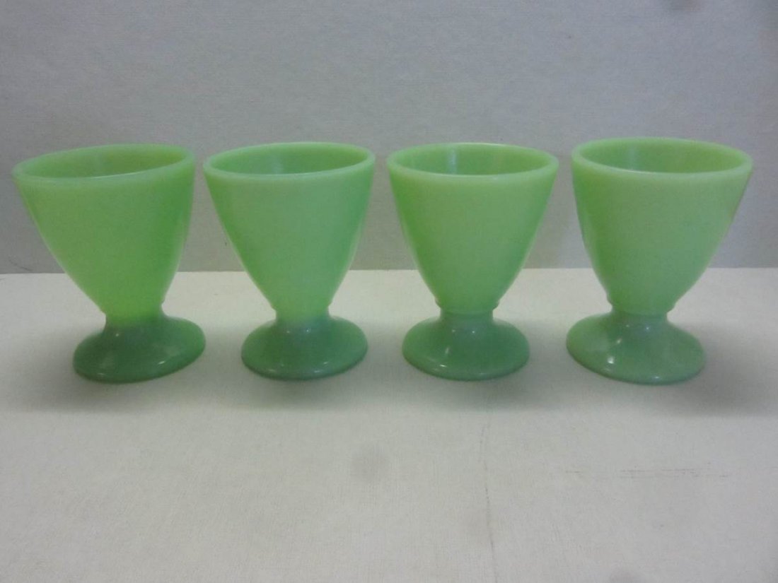 Set of 4 Mckee Jadeite Depression Era Footed Glasses (1 of 3)